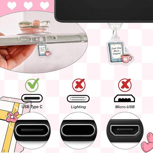 سحر قابس الغبار لـ Kindle ، The Book Lover theme kindle e-Reader Accessories Charm ، Type Type C/USB C Dust Pluge ، Gift for Book Lover Degal in Kuwait