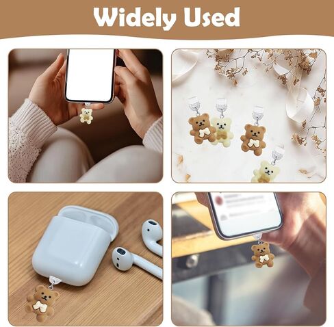 6pcs سحر الدب لـ Kindle Dust Plug سحر ملحقات متوافقة مع النوع C/USB C الشحن Port Zinc Alloy Protector Gift for Book Lover Reader Men Women in Kuwait