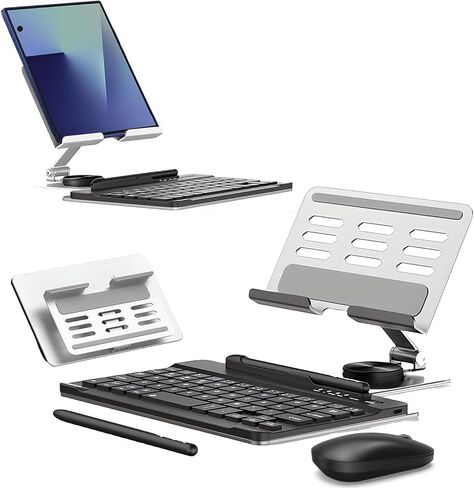for Samsung Galaxy Z Fold 8 Ultra/Fold8 Wide/7/6/5 Stand and Keyboard Combo | 4-in-1 Portable Set Includes Mouse & Stylus Pen, Aluminum Alloy Foldable Desk Phone Stand, 7.9" Mini Bluetooth Keyboard in Kuwait