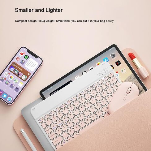 لوحة مفاتيح Bluetooth متوافقة مع الجيل العاشر iPad ، لوحة مفاتيح لاسلكية قابلة لإعادة الشحن 10 بوصة لجهاز iPhone و iPad Mini و Samsung Tablets لوحات المفاتيح فائقة ، ملحقات كمبيوتر Office Travel Office in Kuwait