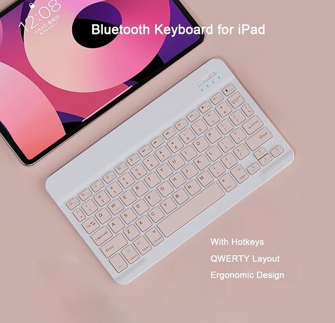 لوحة مفاتيح Bluetooth متوافقة مع الجيل العاشر iPad ، لوحة مفاتيح لاسلكية قابلة لإعادة الشحن 10 بوصة لجهاز iPhone و iPad Mini و Samsung Tablets لوحات المفاتيح فائقة ، ملحقات كمبيوتر Office Travel Office in Kuwait