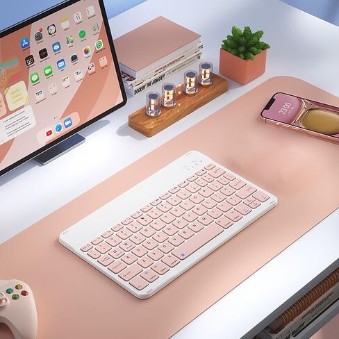 لوحة مفاتيح Bluetooth متوافقة مع الجيل العاشر iPad ، لوحة مفاتيح لاسلكية قابلة لإعادة الشحن 10 بوصة لجهاز iPhone و iPad Mini و Samsung Tablets لوحات المفاتيح فائقة ، ملحقات كمبيوتر Office Travel Office in Kuwait