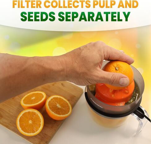 Citrus juicer, orange juicer, lemon juicer, 3 cups 24 oz, corded electric, press-on-top automatic rotation, suitable for oranges and lemons, with a small and mini filter to remove seeds. in Saudi Arabia