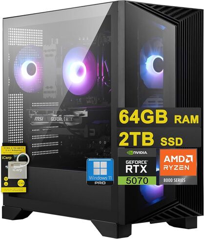 MSI Aegis Z2 Gaming Desktop AMD Octa-core Ryzen 7 8700F 32GB RAM 1TB SSD GeForce RTX 5070 DLSS 4 (Up to 988 AI Tops) 750W 80+ Gold PSU ARGB Fan CPU Air Cooling Win11Pro ICP Hub in Saudi Arabia