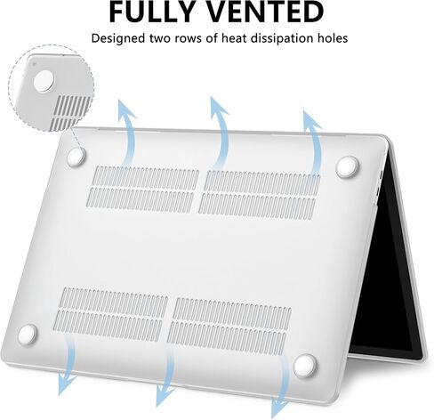 متوافق مع حافظة MacBook Air 13 بوصة 2022 2021 2020 2019 2018 إصدار M1 A2337 A2179 A1932، حافظة صلبة بتصميم لامع وواقي شاشة وغطاء لوحة مفاتيح، أزرق لؤلؤي in Kuwait