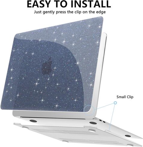 متوافق مع حافظة MacBook Air 13 بوصة 2022 2021 2020 2019 2018 إصدار M1 A2337 A2179 A1932، حافظة صلبة بتصميم لامع وواقي شاشة وغطاء لوحة مفاتيح، أزرق لؤلؤي in Kuwait