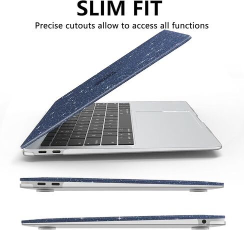 متوافق مع حافظة MacBook Air 13 بوصة 2022 2021 2020 2019 2018 إصدار M1 A2337 A2179 A1932، حافظة صلبة بتصميم لامع وواقي شاشة وغطاء لوحة مفاتيح، أزرق لؤلؤي in Kuwait
