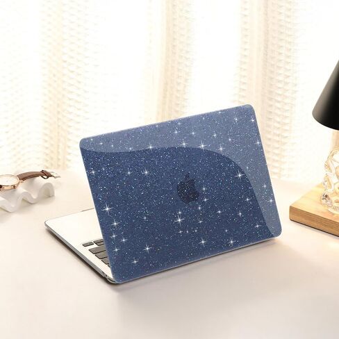 متوافق مع حافظة MacBook Air 13 بوصة 2022 2021 2020 2019 2018 إصدار M1 A2337 A2179 A1932، حافظة صلبة بتصميم لامع وواقي شاشة وغطاء لوحة مفاتيح، أزرق لؤلؤي in Kuwait