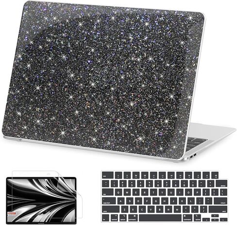 متوافق مع حافظة MacBook Air 13 بوصة 2022 2021 2020 2019 2018 إصدار M1 A2337 A2179 A1932، حافظة صلبة بتصميم لامع وواقي شاشة وغطاء لوحة مفاتيح، أزرق لؤلؤي in Kuwait