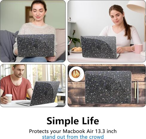 متوافق مع حافظة MacBook Air 13 بوصة 2022 2021 2020 2019 2018 إصدار M1 A2337 A2179 A1932، حافظة صلبة بتصميم لامع وواقي شاشة وغطاء لوحة مفاتيح، أزرق لؤلؤي in Kuwait