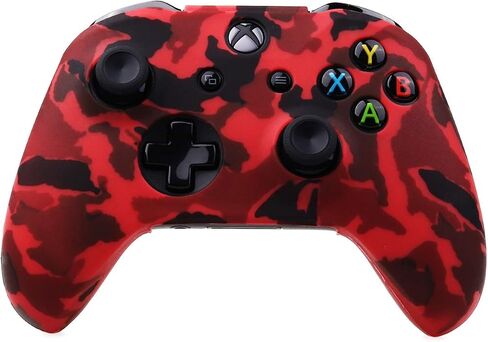 طباعة المياه طباعة الممولة الممولة تغطية Silicone Case لـ Microsoft Xbox One X & Xbox One S Controller X 2 (Red & Blue) مع Pro Thumb Grips x 8 in Saudi Arabia