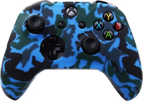 طباعة المياه طباعة الممولة الممولة تغطية Silicone Case لـ Microsoft Xbox One X & Xbox One S Controller X 2 (Red & Blue) مع Pro Thumb Grips x 8 in Saudi Arabia