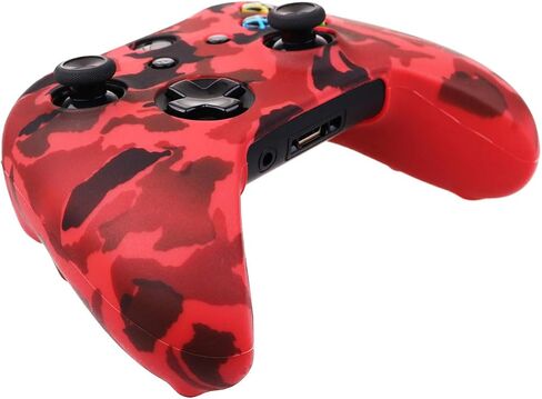 طباعة المياه طباعة الممولة الممولة تغطية Silicone Case لـ Microsoft Xbox One X & Xbox One S Controller X 2 (Red & Blue) مع Pro Thumb Grips x 8 in Saudi Arabia