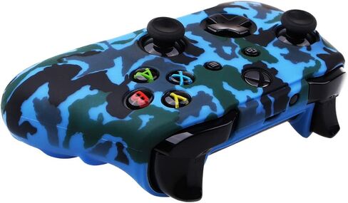 طباعة المياه طباعة الممولة الممولة تغطية Silicone Case لـ Microsoft Xbox One X & Xbox One S Controller X 2 (Red & Blue) مع Pro Thumb Grips x 8 in Saudi Arabia