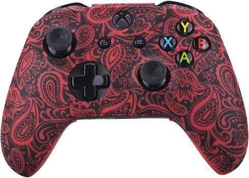 يورها طباعة الغلاف السيليكون المطاط الغلاف العلبة لأجهزة Xbox One S/X Controller x 1 (الزهور الأحمر) مع قبضة الإبهام المحترفة × 8 in Saudi Arabia