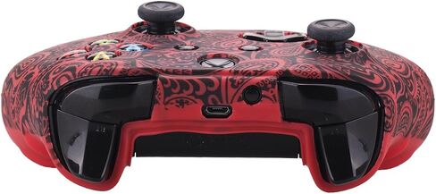 يورها طباعة الغلاف السيليكون المطاط الغلاف العلبة لأجهزة Xbox One S/X Controller x 1 (الزهور الأحمر) مع قبضة الإبهام المحترفة × 8 in Saudi Arabia