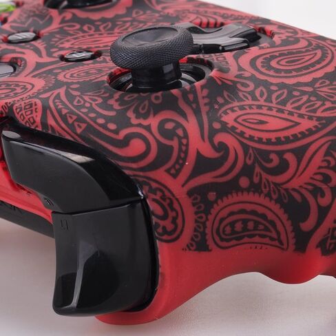 يورها طباعة الغلاف السيليكون المطاط الغلاف العلبة لأجهزة Xbox One S/X Controller x 1 (الزهور الأحمر) مع قبضة الإبهام المحترفة × 8 in Saudi Arabia
