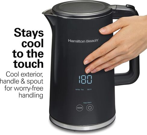 Hamilton Beach Digital Temperature Control Electric Tea Kettle, Hot Water Boiler & Heater 1.7L, 5 Preset Modes + Keep Warm, Fast Boil 1500 Watts, BPA Free, Cool-Touch Exterior, Black (41033) in Saudi Arabia