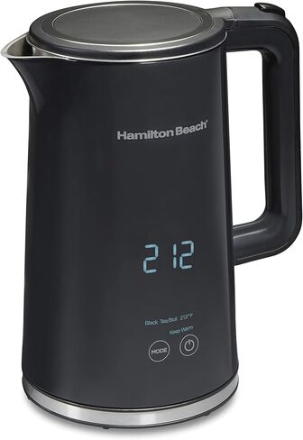 Hamilton Beach Digital Temperature Control Electric Tea Kettle, Hot Water Boiler & Heater 1.7L, 5 Preset Modes + Keep Warm, Fast Boil 1500 Watts, BPA Free, Cool-Touch Exterior, Black (41033) in Saudi Arabia
