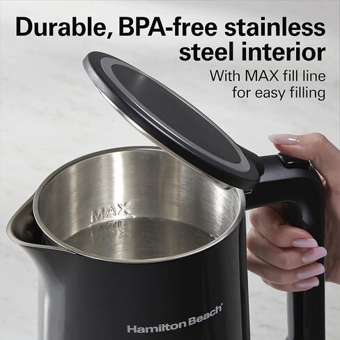 Hamilton Beach Digital Temperature Control Electric Tea Kettle, Hot Water Boiler & Heater 1.7L, 5 Preset Modes + Keep Warm, Fast Boil 1500 Watts, BPA Free, Cool-Touch Exterior, Black (41033) in Saudi Arabia