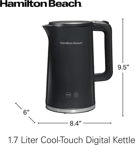 Hamilton Beach Digital Temperature Control Electric Tea Kettle, Hot Water Boiler & Heater 1.7L, 5 Preset Modes + Keep Warm, Fast Boil 1500 Watts, BPA Free, Cool-Touch Exterior, Black (41033) in Saudi Arabia