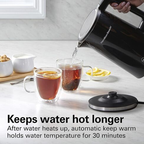 Hamilton Beach Digital Temperature Control Electric Tea Kettle, Hot Water Boiler & Heater 1.7L, 5 Preset Modes + Keep Warm, Fast Boil 1500 Watts, BPA Free, Cool-Touch Exterior, Black (41033) in Saudi Arabia