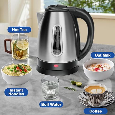 Stainless Steel Electric Kettle, 1.8 Liters Tea, Coffee Kettle & Hot Water Boiler, 360° Swivel Base, BPA Free, Auto Shut-Off, Boil-Dry Proof, 1100W in Saudi Arabia
