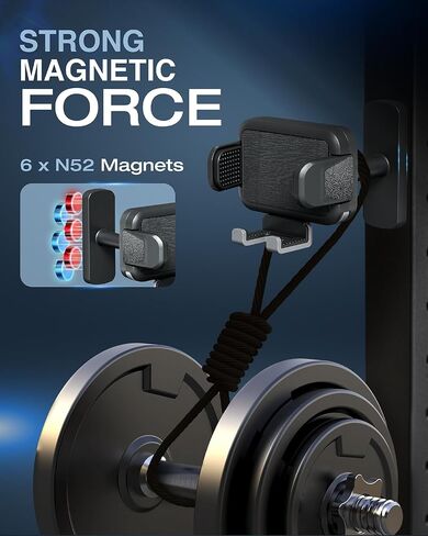 OEO Magnetic Phone Holder for Gym | Magnet Gym Phone Mount with Quick Release Clamp for Android & iPhone | Compatible with 4"–7.1" Phones & Thick Cases | Gym Accessories for Men & Women in Saudi Arabia