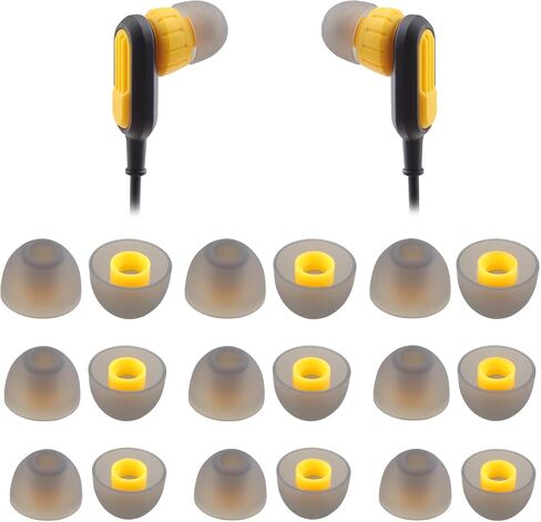 نصائح الأذن السيليكون البديلة لسماعات الندى ، المتوافقة مع سماعات DeWalt Huffy Duty/Gublicite Pro/Huffice 2-in-1 Pluetooth Neckband ، 9 أزواج (S/M/L ، الرمادي/الأصفر) in Saudi Arabia