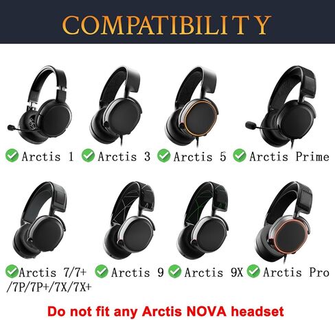 SOULWIT Replacement Earpads for SteelSeries Arctis 1/3/5/Arctis 7/7+/7P/7P+/7X/7X+/9/9X/Pro/Prime(Do Not Fit Any Arctis Nova) Headset, Ear Pads Cushions with High-Density Foam - Black in Saudi Arabia