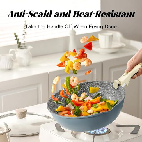 مقبض القابل للانفصال مجموعة أدوات طبخ 2 Pack Pack Pots و Pans استبدال المقاومة مقاومة للحرارة ومريحة متوافقة مع معظم المقاليات غير لاصقة ، مقلاة وأواني (البيج والأسود) in Kuwait