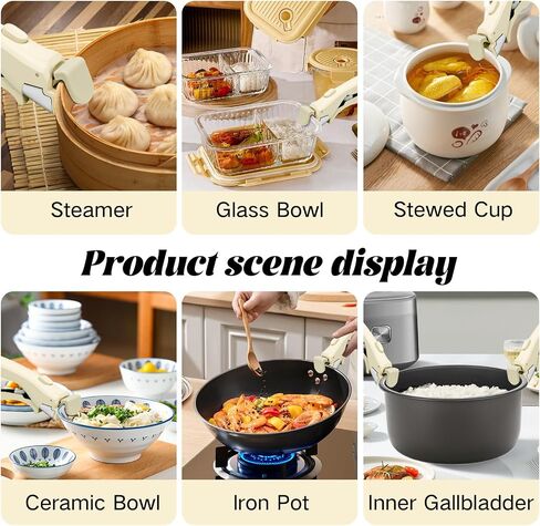 مقبض القابل للانفصال مجموعة أدوات طبخ 2 Pack Pack Pots و Pans استبدال المقاومة مقاومة للحرارة ومريحة متوافقة مع معظم المقاليات غير لاصقة ، مقلاة وأواني (البيج والأسود) in Kuwait