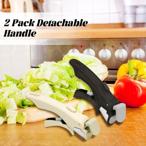 مقبض القابل للانفصال مجموعة أدوات طبخ 2 Pack Pack Pots و Pans استبدال المقاومة مقاومة للحرارة ومريحة متوافقة مع معظم المقاليات غير لاصقة ، مقلاة وأواني (البيج والأسود) in Kuwait