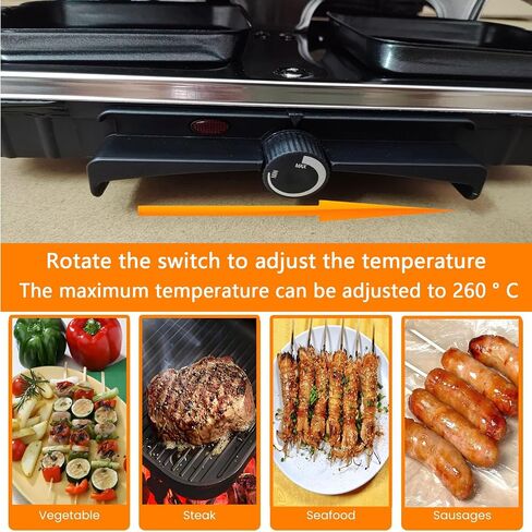 Korean BBQ Grill 2 in 1 Electric Griddle, Nonstick Electric Raclette Grill with 8 Raclette Pans, Adjustable Temperature 1300W,Reversible Smokeless for Indoor Family Party in Saudi Arabia