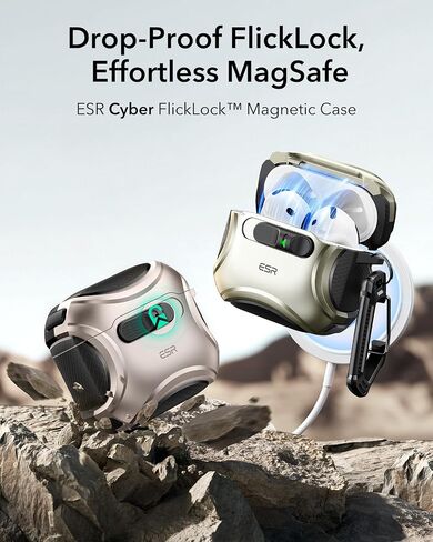 ESR for AirPods Pro 3 Case (2025), Compatible with Airpods Pro 3rd Generation Case (USB-C Cable), Effortless MagSafe, Drop-Proof Lock, Easy Open, Cyber Series, Black in Kuwait