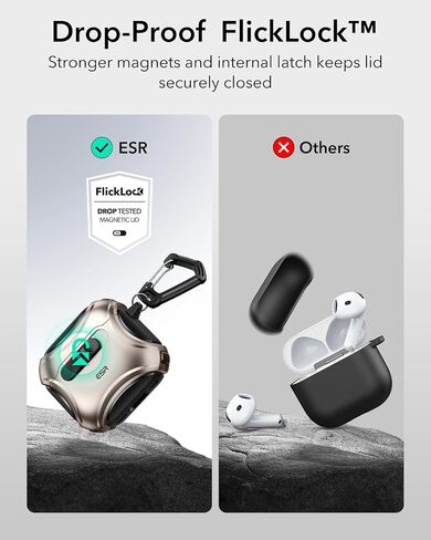 ESR for AirPods Pro 3 Case (2025), Compatible with Airpods Pro 3rd Generation Case (USB-C Cable), Effortless MagSafe, Drop-Proof Lock, Easy Open, Cyber Series, Black in Kuwait