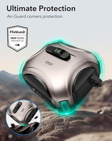 ESR for AirPods Pro 3 Case (2025), Compatible with Airpods Pro 3rd Generation Case (USB-C Cable), Effortless MagSafe, Drop-Proof Lock, Easy Open, Cyber Series, Black in Kuwait