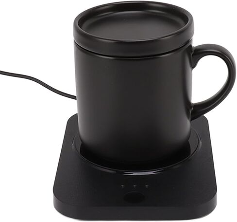 Coffee Mug Electric Warmer Intelligent 55℃ Constant Temperature USB Powered Beverage Warmer with Ceramic Cup for Desk Office Home Use ABS Ceramic 5V (Black) in Saudi Arabia