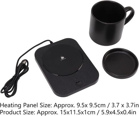 Coffee Mug Electric Warmer Intelligent 55℃ Constant Temperature USB Powered Beverage Warmer with Ceramic Cup for Desk Office Home Use ABS Ceramic 5V (Black) in Saudi Arabia
