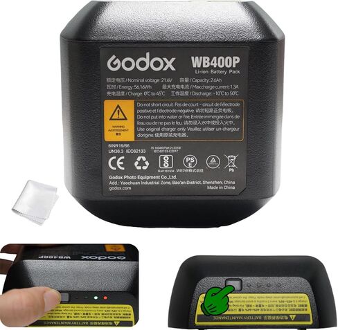 GODOX WB400P Battery AD400 Pro II Flash Battery, 𝟐𝟎𝟐𝟓 𝐮𝐩𝐠𝐫𝐚𝐝𝐞𝐝 𝐕𝐞𝐫𝐬𝐢𝐨𝐧, with Upgraded Activation Button,for XPLOR 400PRO AD400Pro in Saudi Arabia