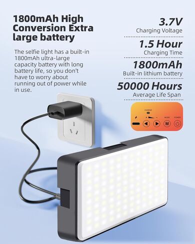 98 LED LED Selfie Selfie Light Video Conference Elighting with Clip & Camera Triped Adapter Reconable 1800mah CRI 97+ ، 3 Overty Light for Phone iPhone Webcam Makeup (Black) in Kuwait