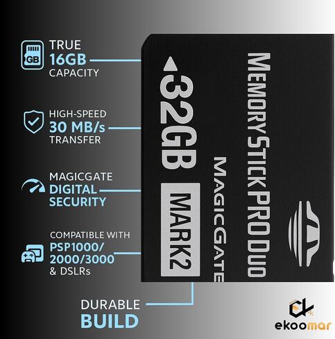 Original 32GB Memory Stick Pro Duo MARK2 - Compatible with PSP1000/2000/3000, DSLR Burst Shooting, MagicGate | High-Speed Read/Write Memory Stick Duo Card for PSP Memory Stick & Cameras in Saudi Arabia