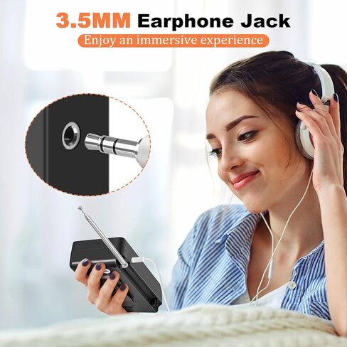 Trelc Portable Radio Am FM ، أجهزة الراديو الجيب مع استقبال ممتازة ، مكبر صوت وسماعات الرأس ، أجهزة راديو ترانزستور مصغرة تعمل بالبطارية مع مقطع خلفي للداخل ، في الهواء الطلق ، هدية للمسنين (الأسود) in Kuwait