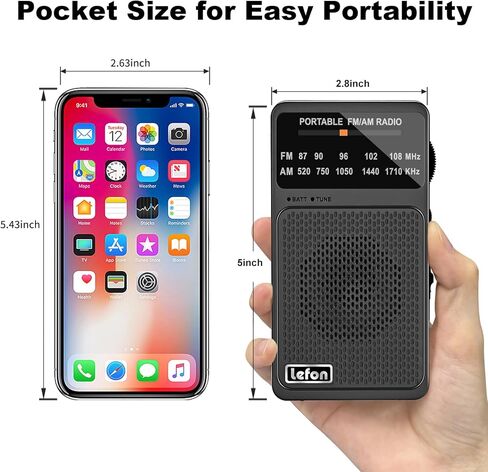 Trelc Portable Radio Am FM ، أجهزة الراديو الجيب مع استقبال ممتازة ، مكبر صوت وسماعات الرأس ، أجهزة راديو ترانزستور مصغرة تعمل بالبطارية مع مقطع خلفي للداخل ، في الهواء الطلق ، هدية للمسنين (الأسود) in Kuwait