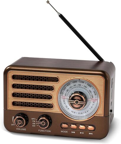 Retro Transistor Radio,Battery Powered AM FM SW,Small Rechargeable Portable Radio with 1800mAh Lithium-ion Battery,Support TF Card/Aux/USB MP3 Player (Red) in Kuwait