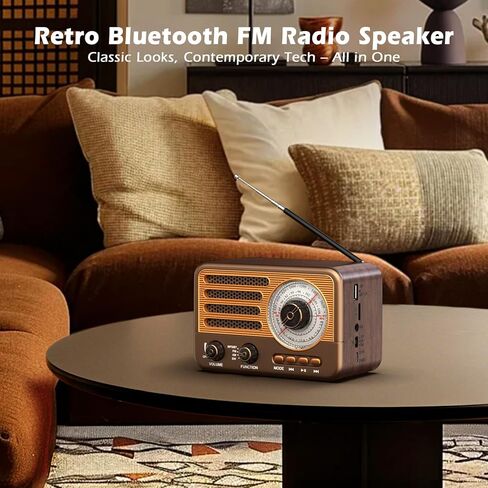 Retro Transistor Radio,Battery Powered AM FM SW,Small Rechargeable Portable Radio with 1800mAh Lithium-ion Battery,Support TF Card/Aux/USB MP3 Player (Red) in Kuwait