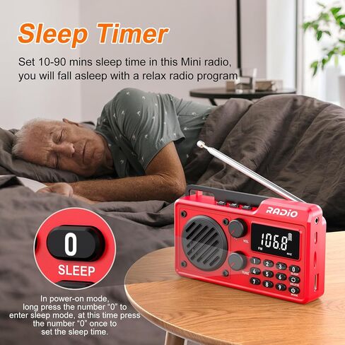 Portable Radio AM FM 1500mAh Rechargeable with Best Reception, Transistor shortwave Radio Wireless Bluetooth Speaker, with Large LCD Screen, Support TF Card U Disk, Earphone, Sleep Timer (Black) in Kuwait