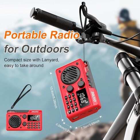 Portable Radio AM FM 1500mAh Rechargeable with Best Reception, Transistor shortwave Radio Wireless Bluetooth Speaker, with Large LCD Screen, Support TF Card U Disk, Earphone, Sleep Timer (Black) in Kuwait