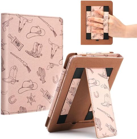 حالة القوس الوردي لـ 7 "/ 6.8" Kindle Paperwhite 12/ 11th Generation ، غلاف الحزام اليدوي غلاف غلاف كتاب لتسخير Kindle Colorsoft ، 2025 Coquette Coquette Ereader Ebook Ebook in Kuwait