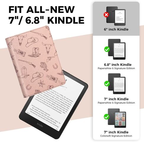 حالة القوس الوردي لـ 7 "/ 6.8" Kindle Paperwhite 12/ 11th Generation ، غلاف الحزام اليدوي غلاف غلاف كتاب لتسخير Kindle Colorsoft ، 2025 Coquette Coquette Ereader Ebook Ebook in Kuwait
